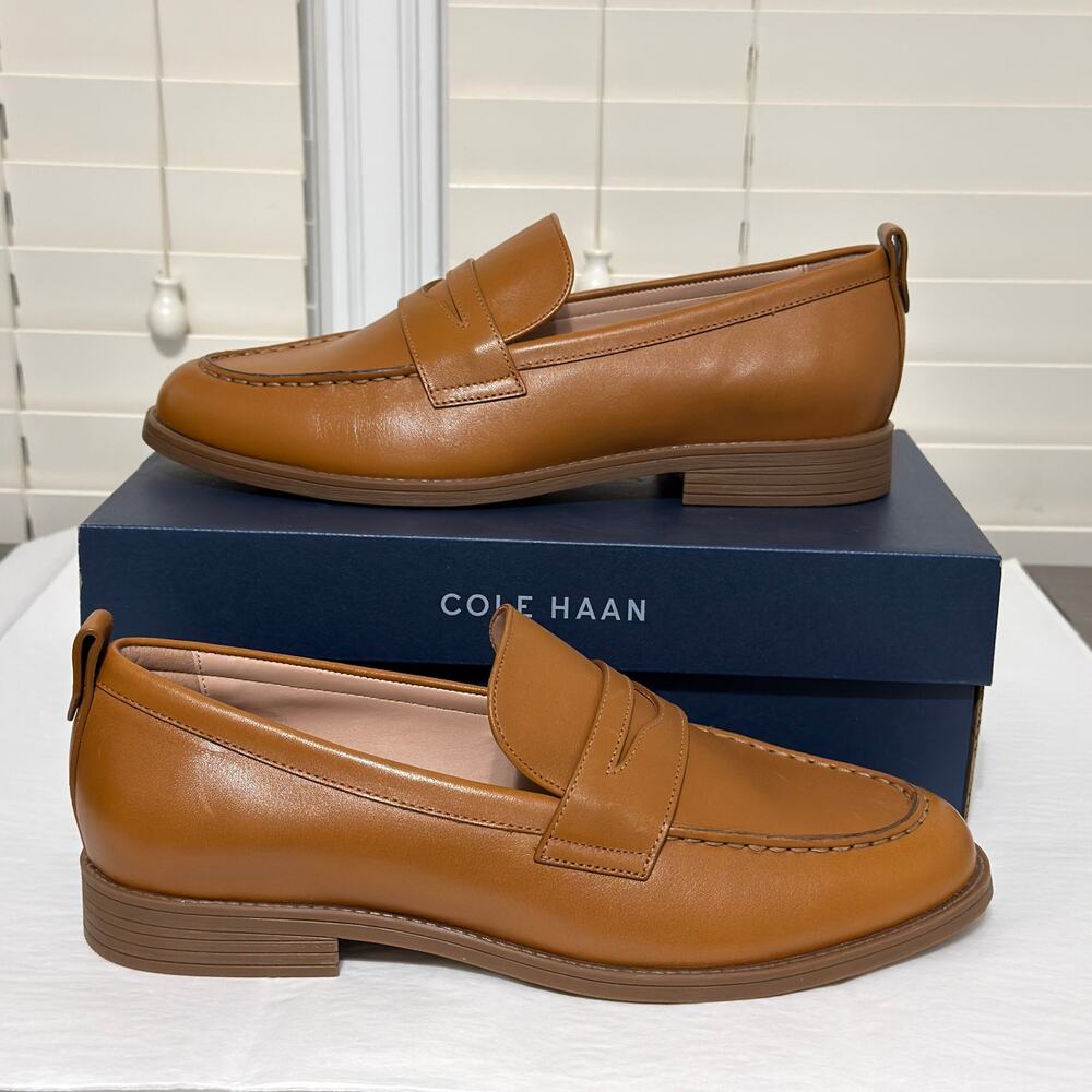 New Cole Haan Stassi Penny Loafer Pecan Leather Women's Size 8.5